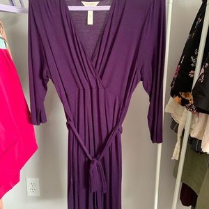 Three quarter sleeve purple dress